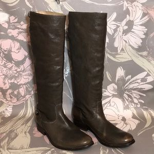 Frye Brown Leather Melissa Button Back Zip Tall Boots Size 9 US